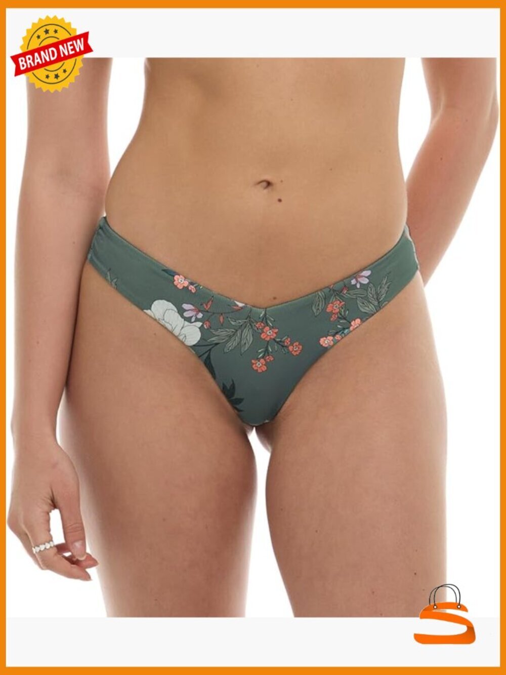 Cheeky Coverage Bikini Bottom Swimsuit Low Rise High Cut Small